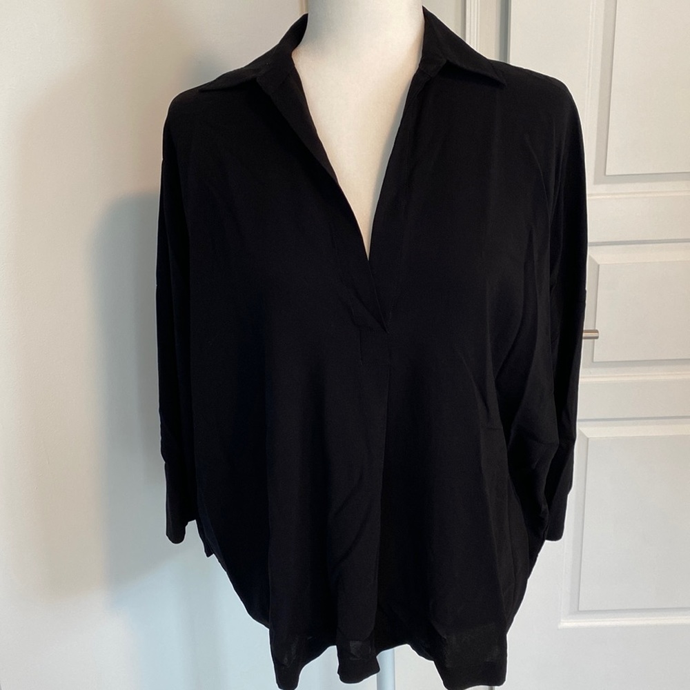 Vince | Black Blouse w/ Collar